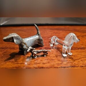 Silver and Clear Glass Animal Figurine Set